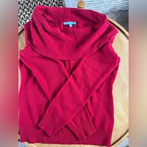 100% Cashmere Red Cowl Neck Sweater